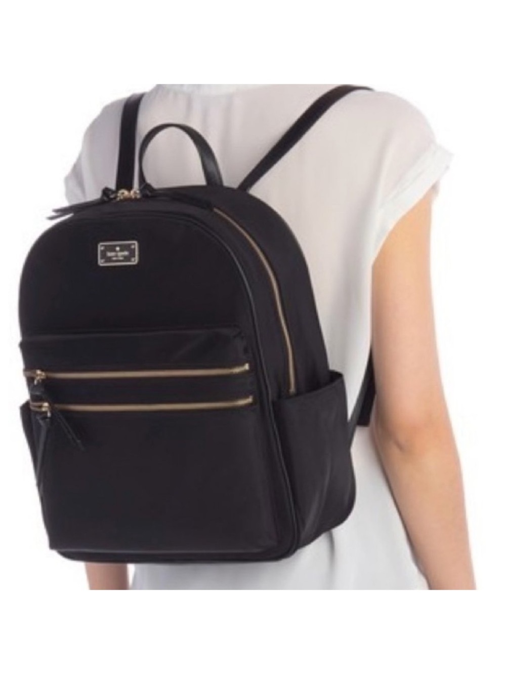 Kate Spade Wilson Road Bradley Black Nylon Backpack Gold Hardware Laptop Bag